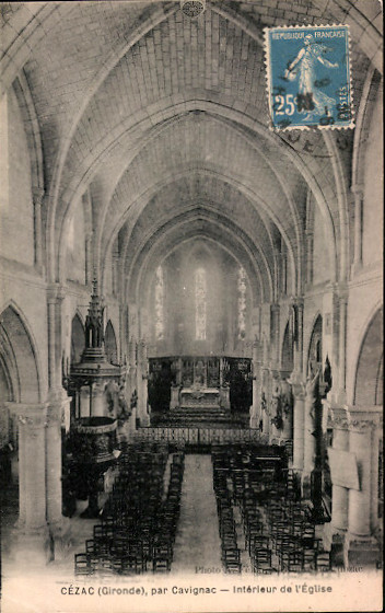 Carte postale ancienne Cézac - église 4