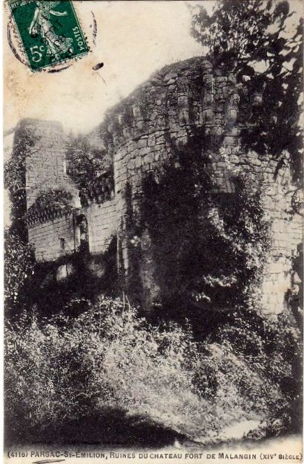Carte postale ancienne Parsac ruines du château Malangin 2