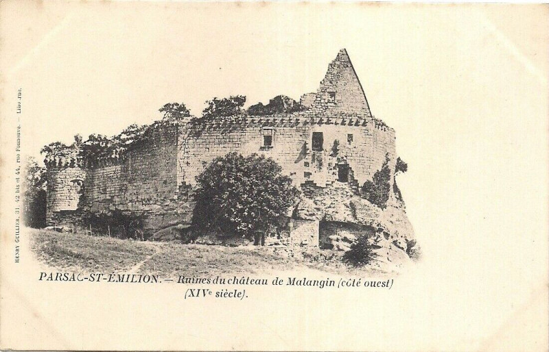 Carte postale ancienne Parsac ruines du château Malangin 3
