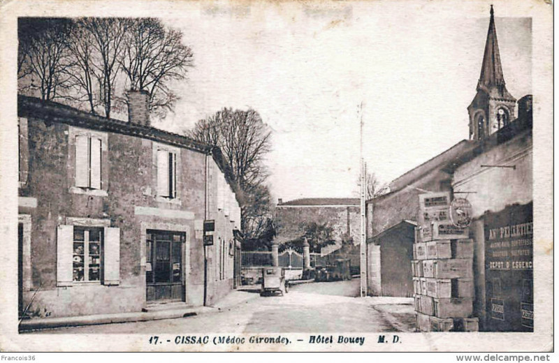 Carte postale ancienne Cissac - Hôtel Café Bouey 2