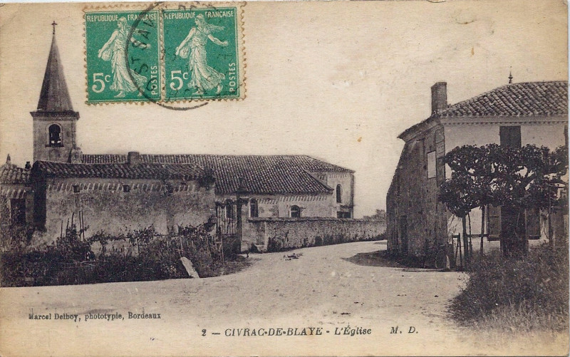 Carte postale ancienne Civrac-de-Blaye - église