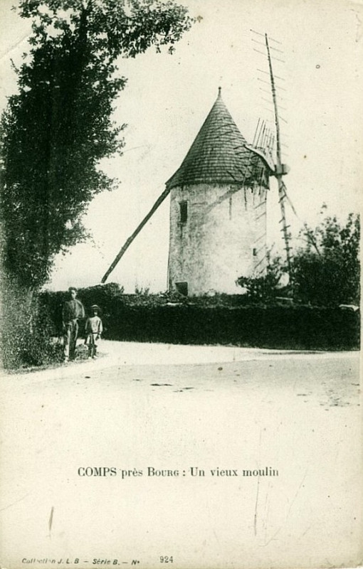 Carte postale ancienne Comps - moulin