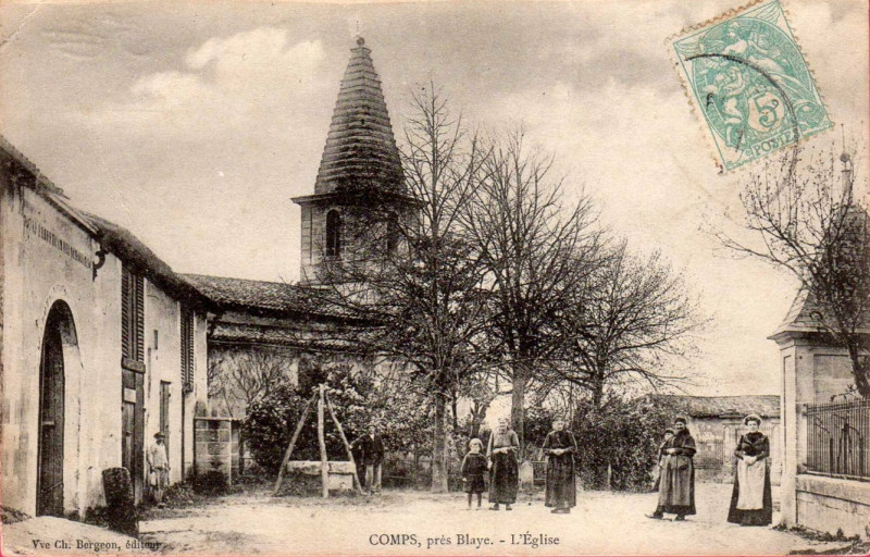 Carte postale ancienne Comps - église 1a