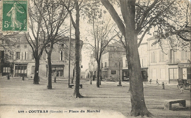 Carte postale ancienne Coutras - Place du marché