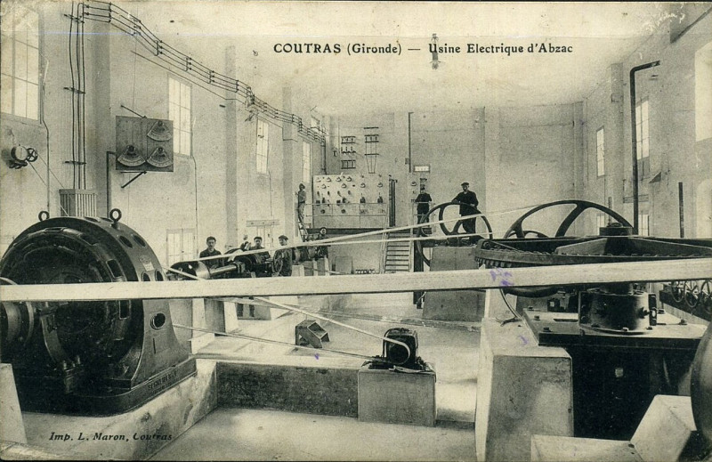 Carte postale ancienne Coutras - usine électrique d'Abzac