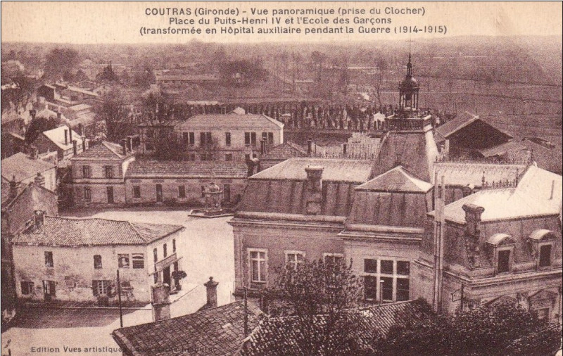 Carte postale ancienne Coutras - vue du bourg prise du clocher 1