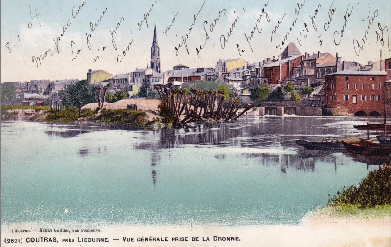 Carte postale ancienne Coutras - vue générale 2