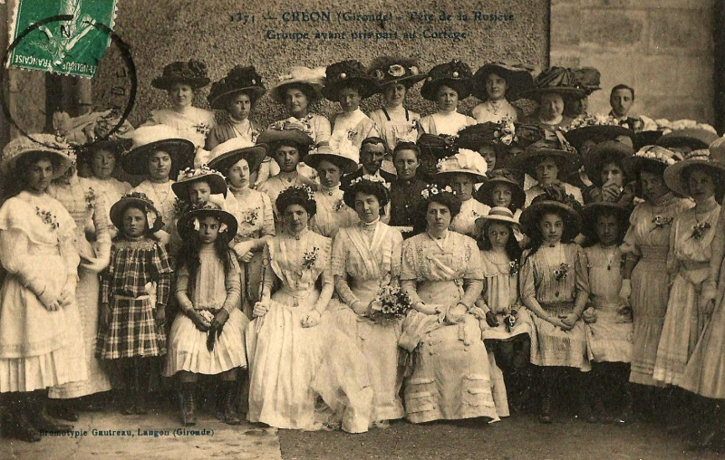 Carte postale ancienne Creon fête-de-la-rosiere