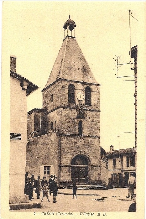 Carte postale ancienne Creon église 3