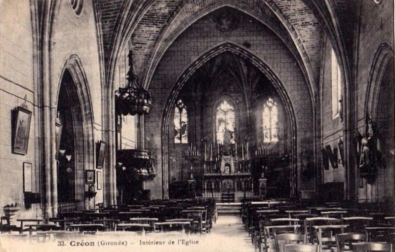 Carte postale ancienne Creon église 5