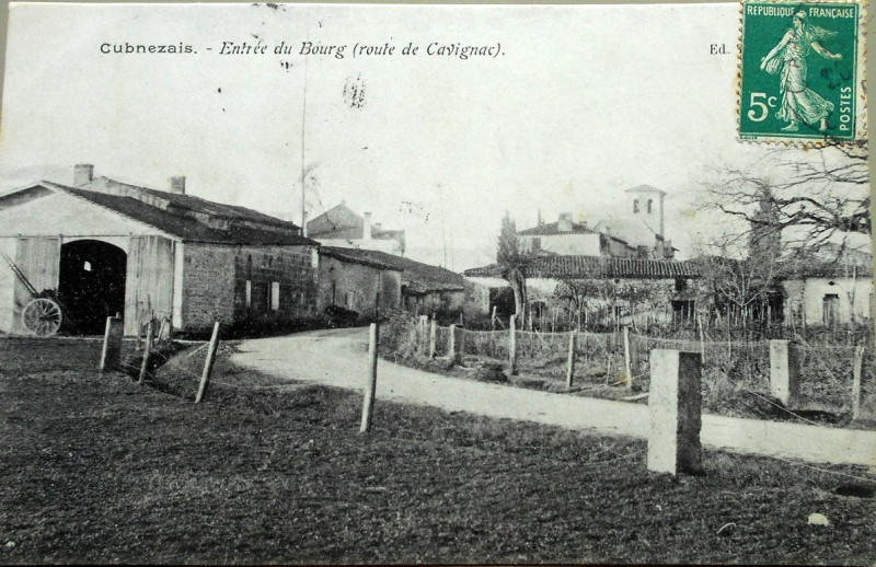 Carte postale ancienne Cubnezais - route de Cavignac