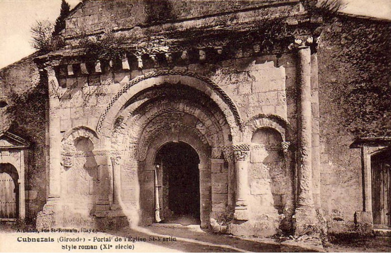 Carte postale ancienne Cubnezais - église 1