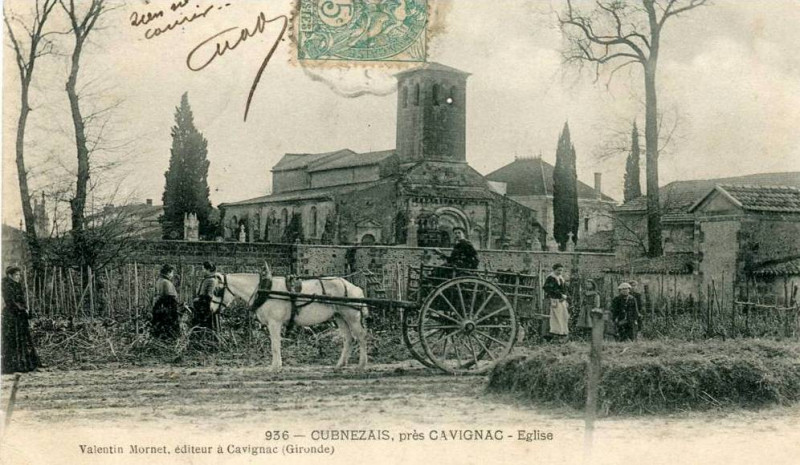 Carte postale ancienne Cubnezais - église 2