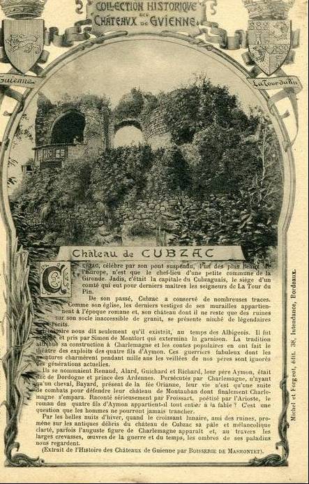 Carte postale ancienne Cubzac-les-ponts - château des 4 fils Aymon