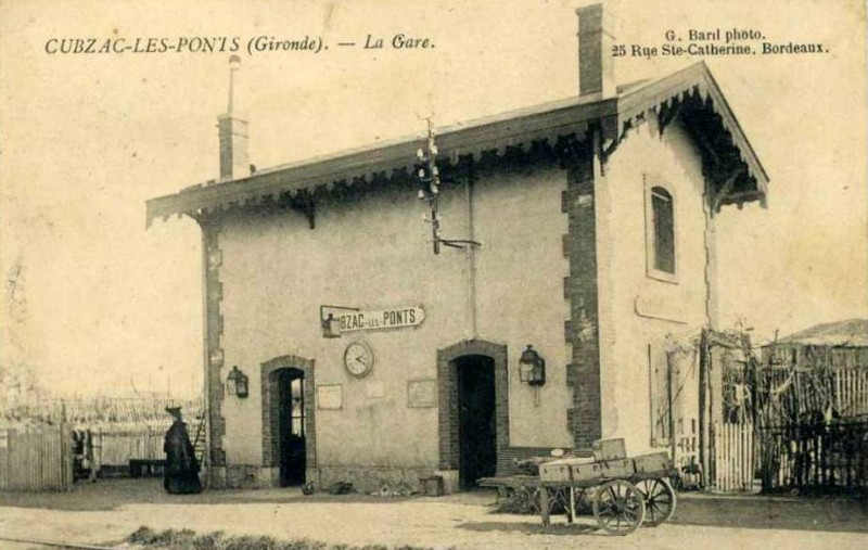 Carte postale ancienne Cubzac-les-ponts - gare
