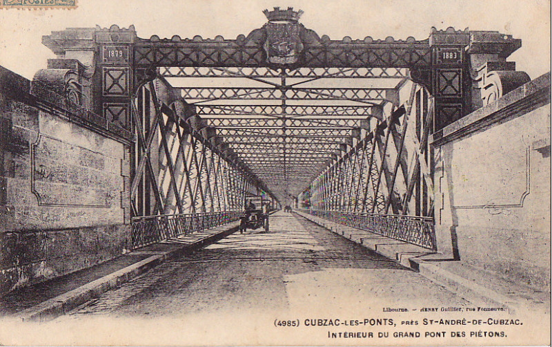 Carte postale ancienne Cubzac-les-ponts - pont des piétons 1