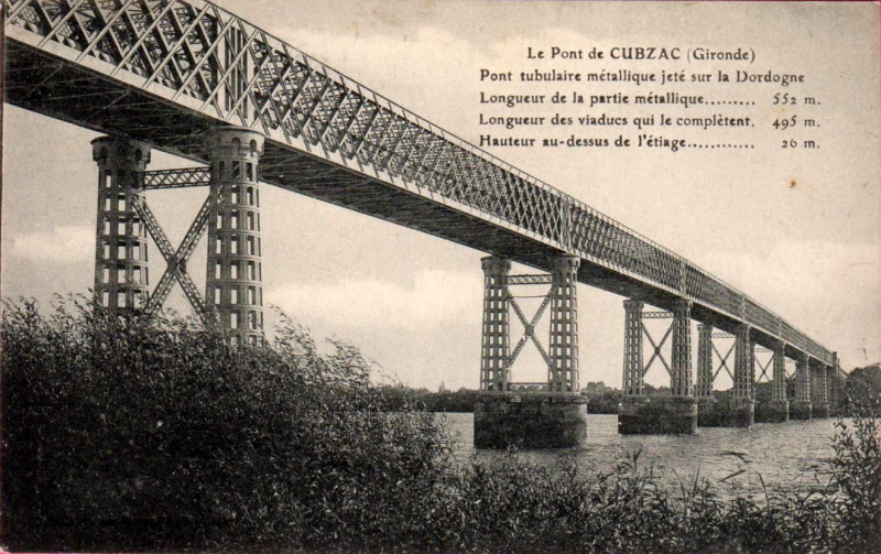 Carte postale ancienne Cubzac-les-ponts - pont des piétons 3