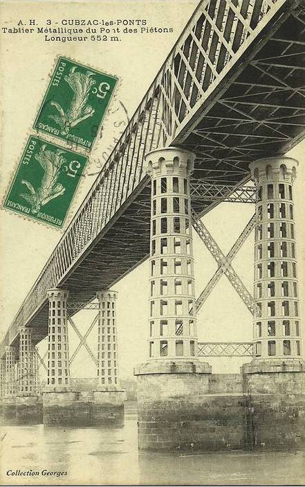 Carte postale ancienne Cubzac-les-ponts - pont des piétons 4