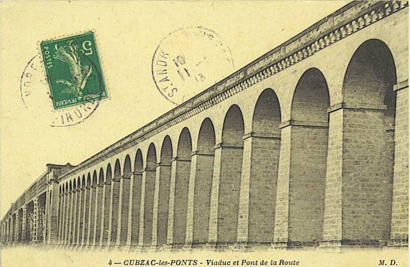 Carte postale ancienne Cubzac-les-ponts - pont des piétons 5