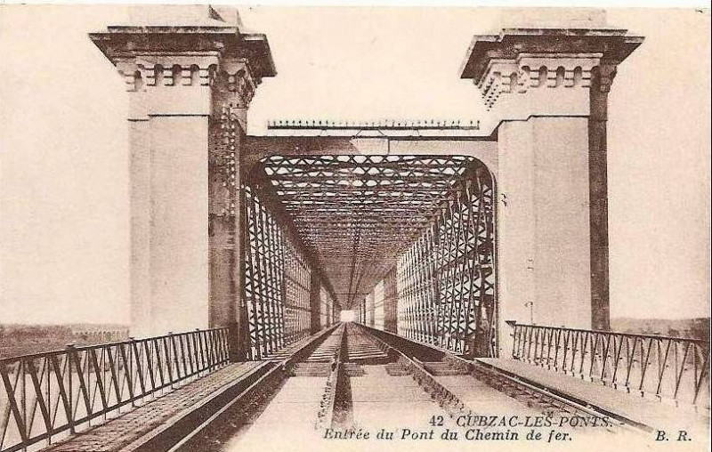 Carte postale ancienne Cubzac-les-ponts - pont du chemin de fer 1