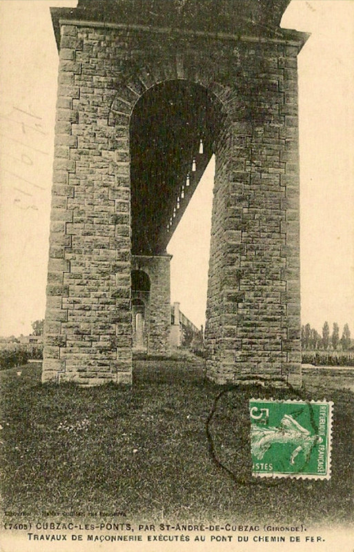 Carte postale ancienne Cubzac-les-ponts - pont du chemin de fer 9