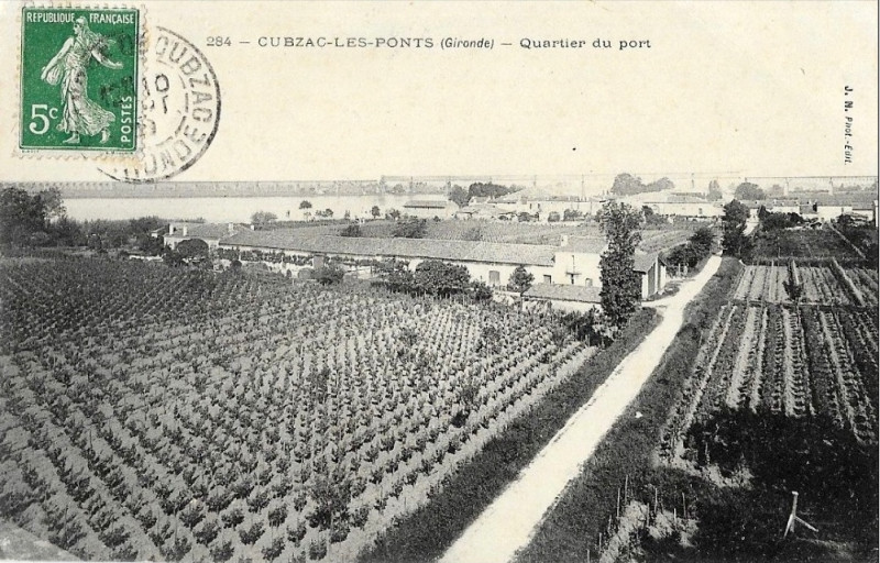 Carte postale ancienne Cubzac-les-ponts - quartier du port