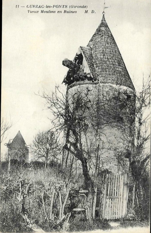 Carte postale ancienne Cubzas-les-ponts - moulin en ruines
