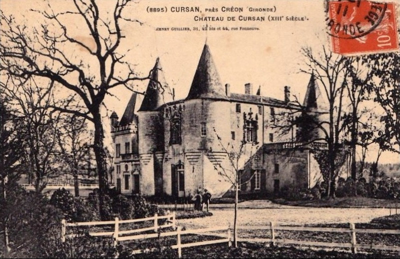 Carte postale ancienne Cursan - château Barrault 3
