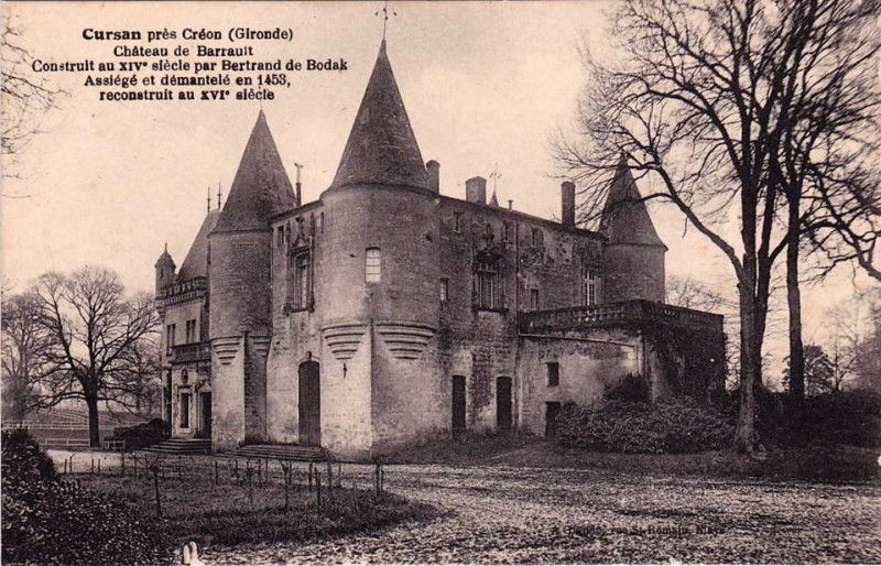 Carte postale ancienne Cursan - château Barrault 4