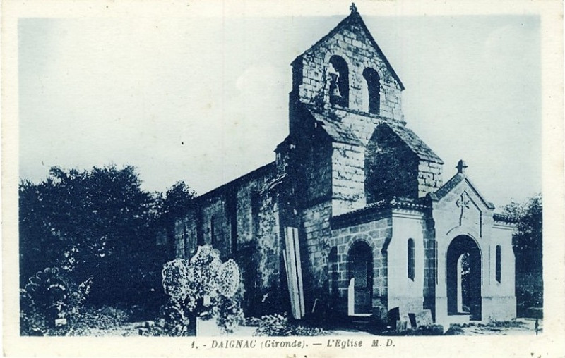 Carte postale ancienne Daignac - église 2