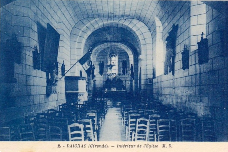 Carte postale ancienne Daignac - église 3