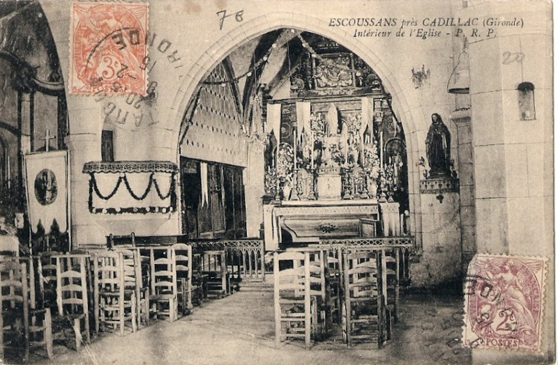 Carte postale ancienne Escoussans - église 5