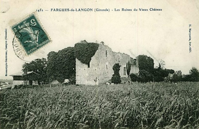 Carte postale ancienne Fargues (Gironde) - ruines du château 1