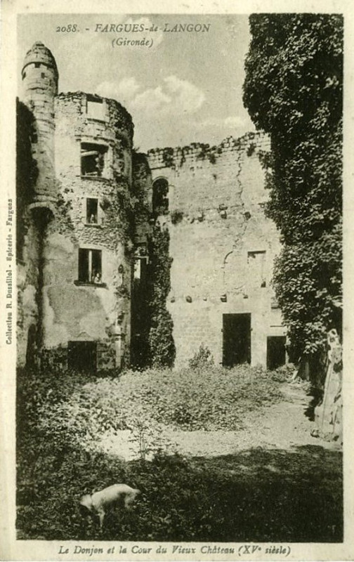 Carte postale ancienne Fargues (Gironde) - ruines du château 2