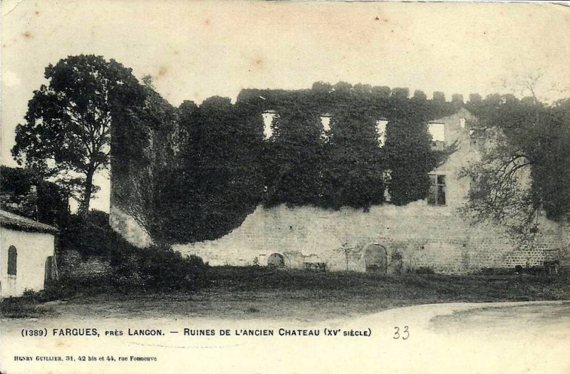Carte postale ancienne Fargues (Gironde) - ruines du château 3