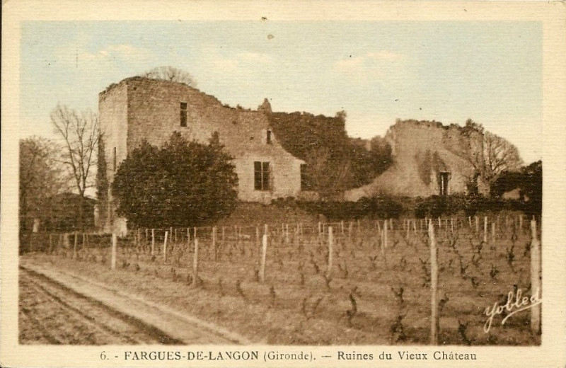 Carte postale ancienne Fargues (Gironde) - ruines du château 5