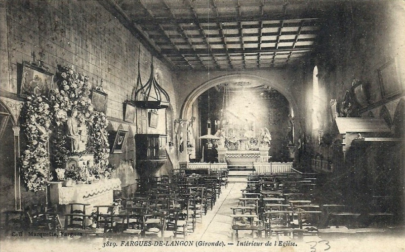 Carte postale ancienne Fargues (Gironde) - église 2