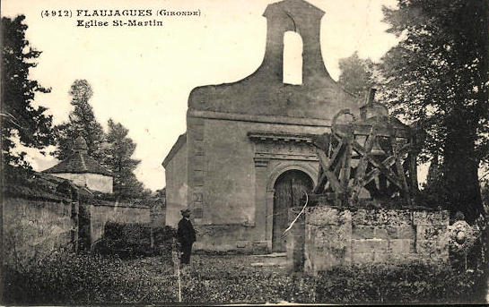 Carte postale ancienne Flaujagues- église 1