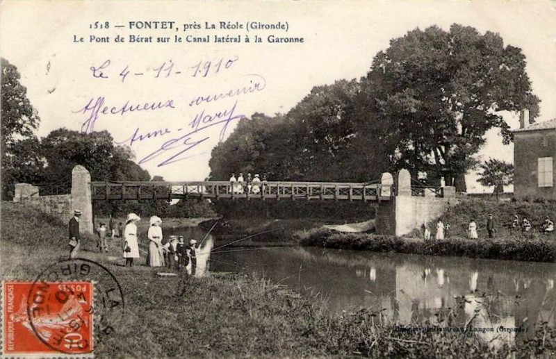 Carte postale ancienne Fontet - canal latéral à la Garonne