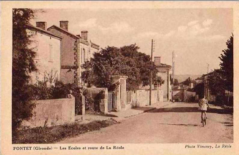 Carte postale ancienne Fontet - route de La Réole