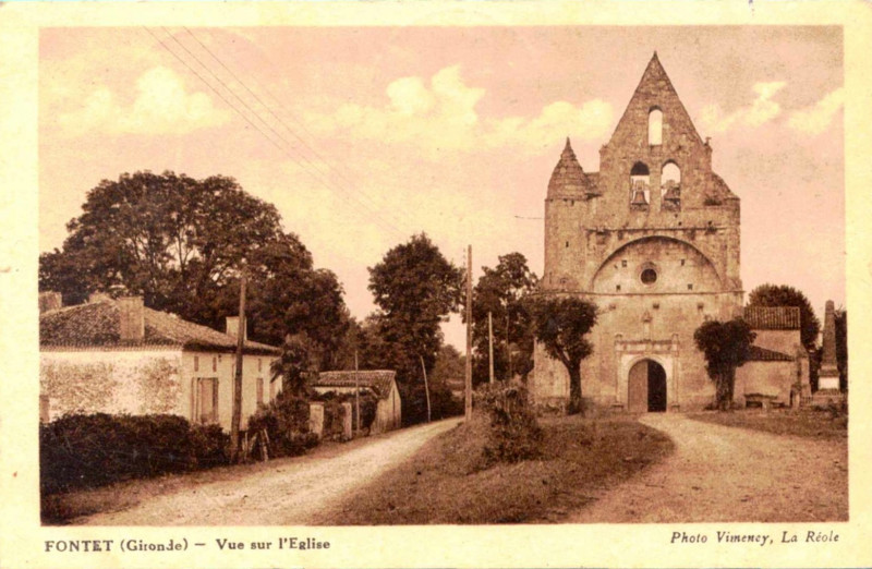 Carte postale ancienne Fontet - église 2