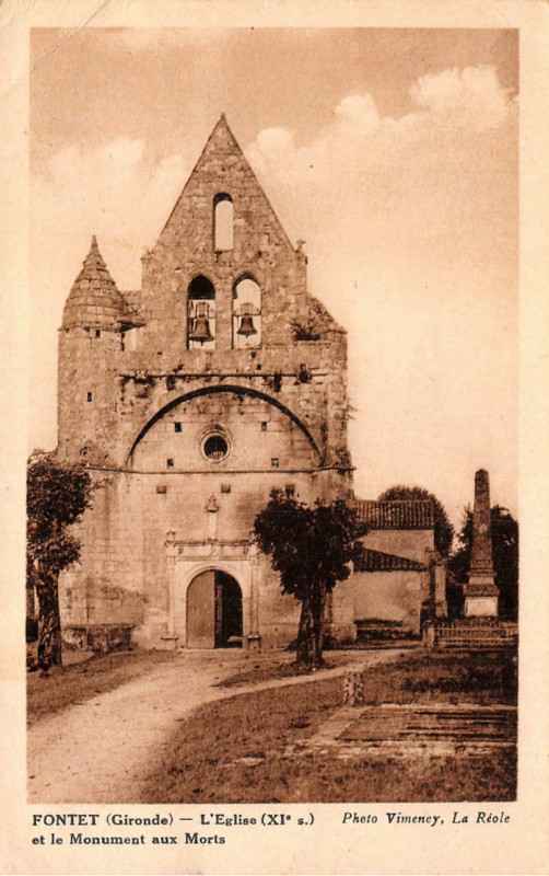 Carte postale ancienne Fontet - église 3