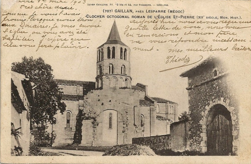 Carte postale ancienne Gaillan - église Saint-Pierre 3