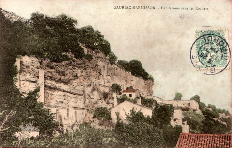 Carte postale ancienne Gauriac - Rigalet - habitations troglodytes 3