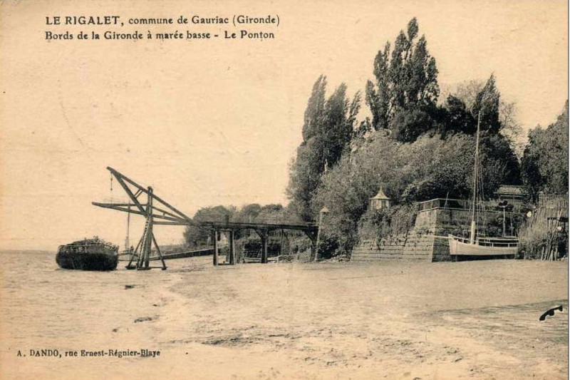 Carte postale ancienne Gauriac - Rigalet - ponton 2