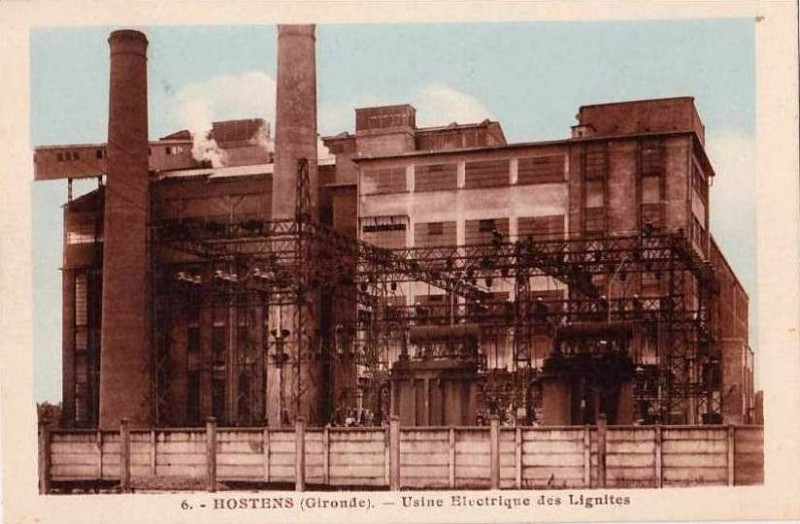 Carte postale ancienne Hostens - usine électrique des lignites 2