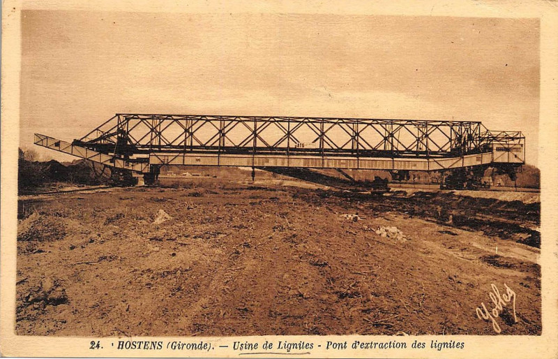 Carte postale ancienne Hostens - usine électrique des lignites 4