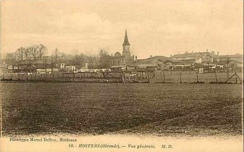 Carte postale ancienne Hostens - vue générale