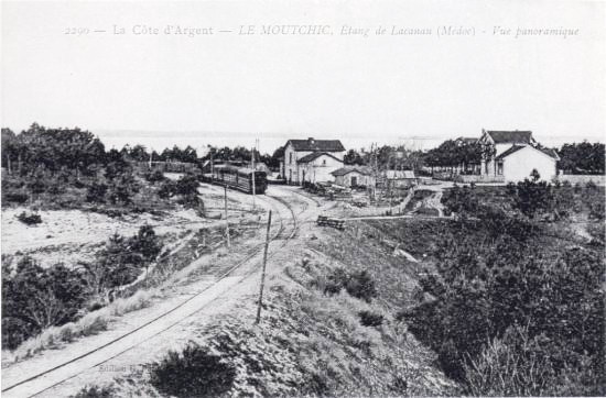Carte postale ancienne Lblo - Gare du Moutchic à Lacanau