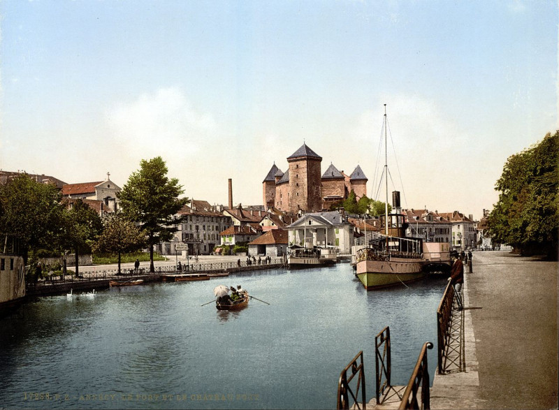 Carte postale ancienne Harbor and castle, Annecy